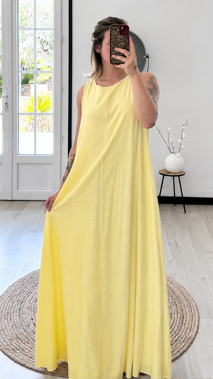 Robe Longue MONA – Jaune Pastel
