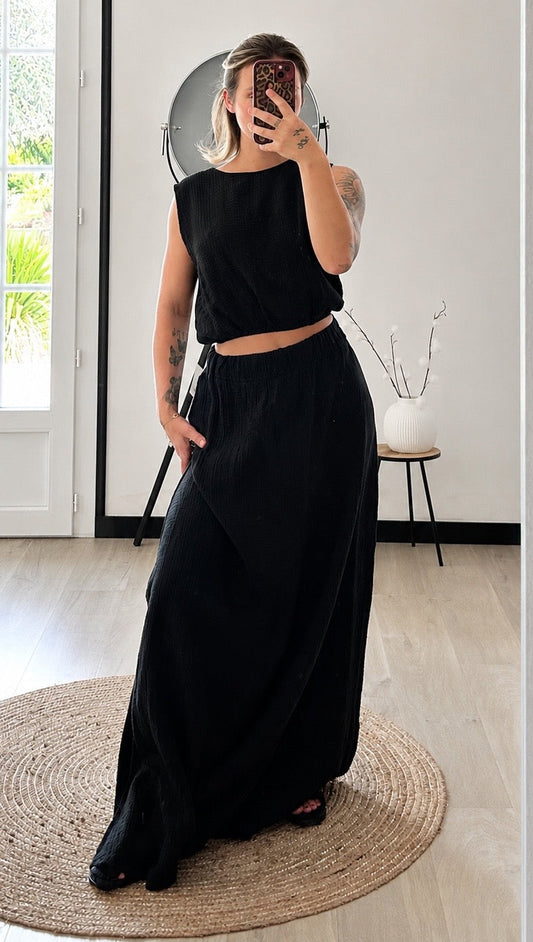 Ensemble Gaze de Coton MAËLYS – Noir