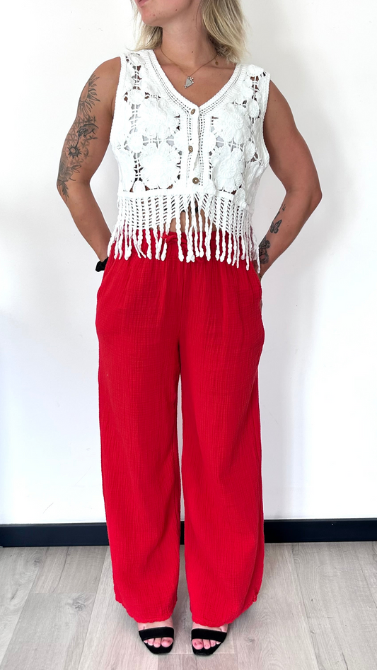 Pantalon Gaze de Coton DOLCE – Rouge