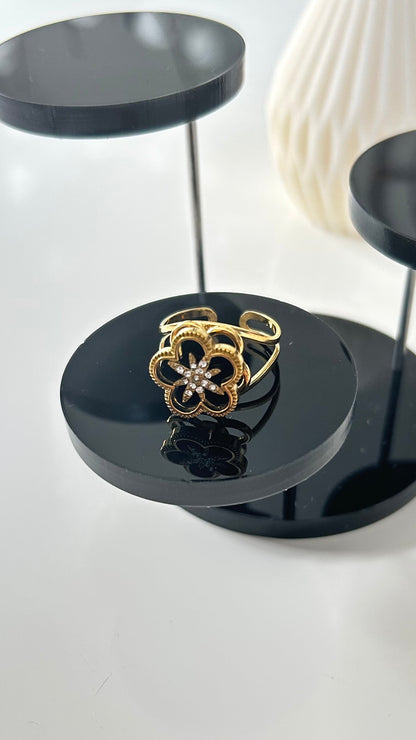 Bague Anti-Stress VÉLIA – Dorée Fleur Noire