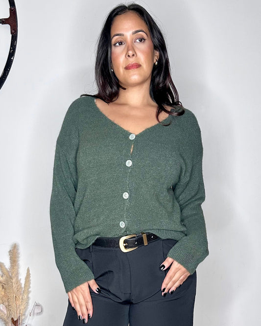 Gilet Douceur en Baby Alpaga - Vert Kaki