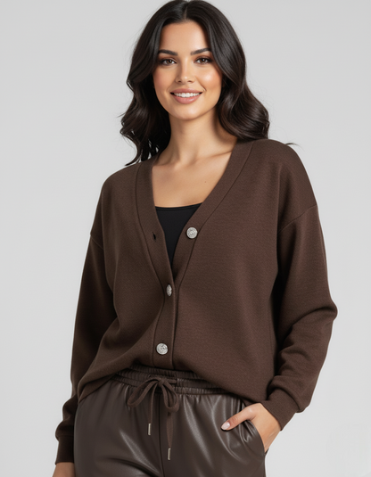 Gilet cardigan à boutons dorés élégant