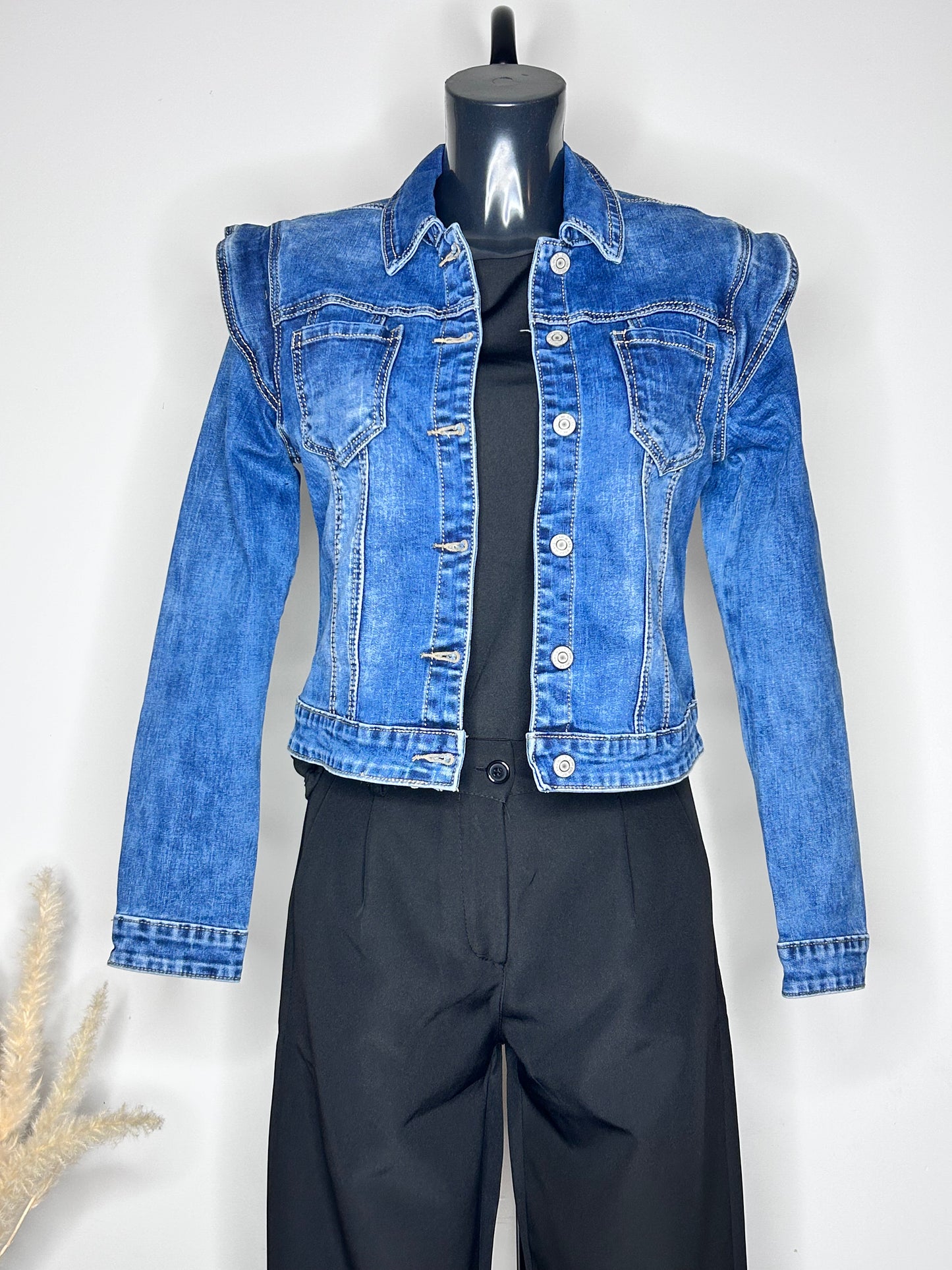 Veste en Jean à Volants - Bleu Denim