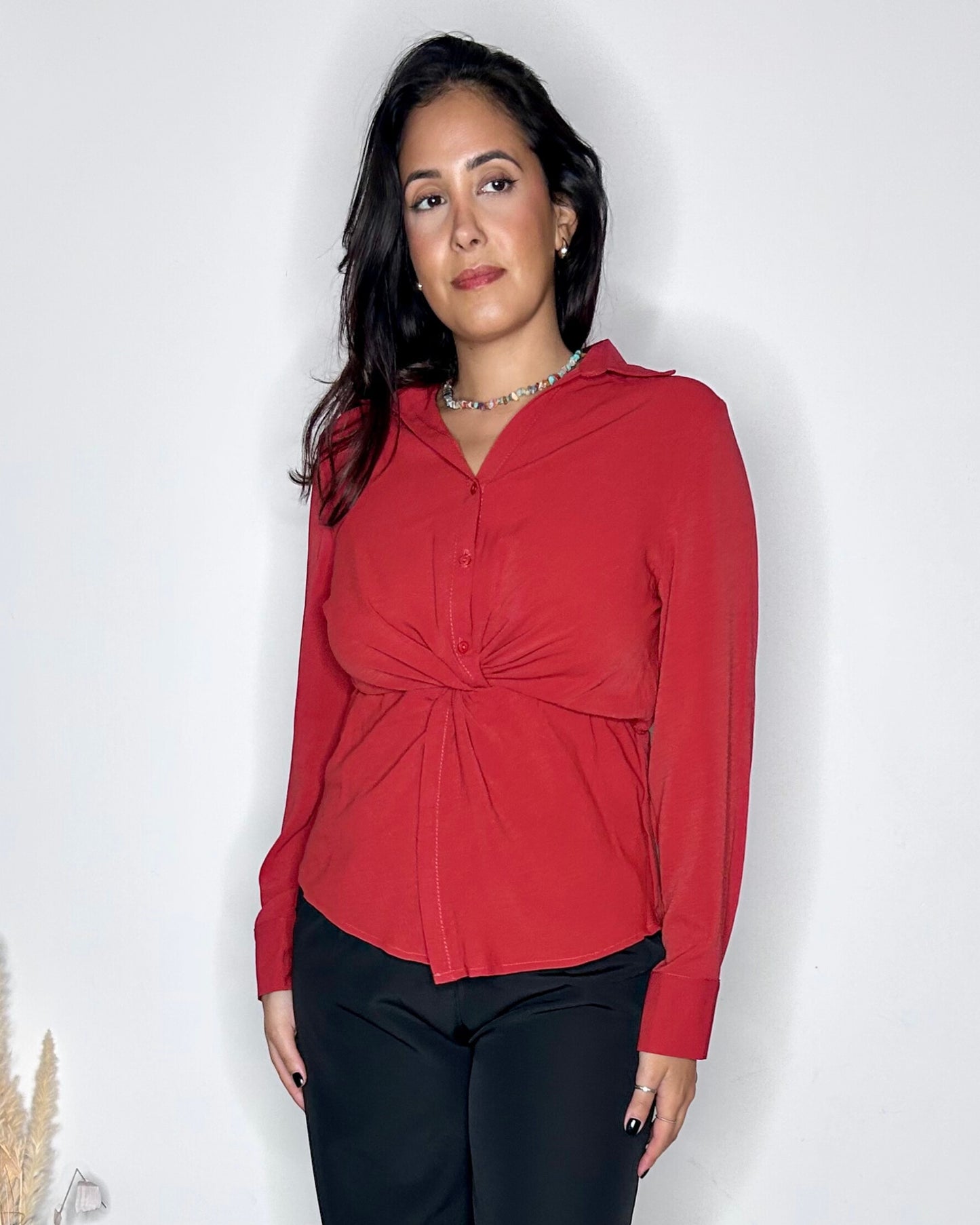 Blouse Pincée à Taille Ajustée - Rouille