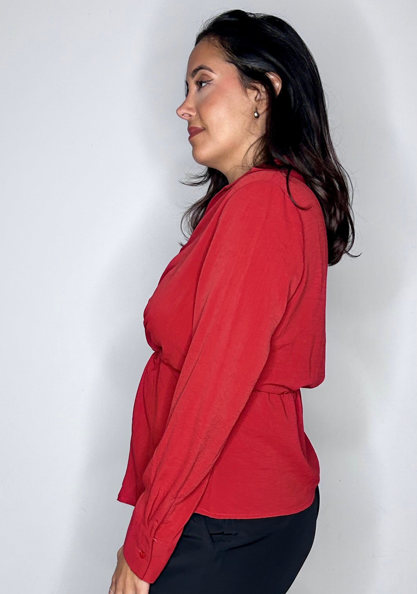 Blouse Pincée à Taille Ajustée - Rouille
