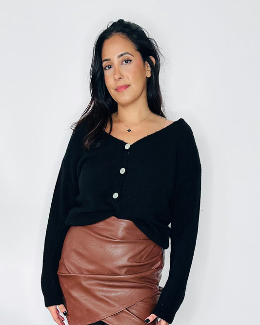 Gilet Douceur en Baby Alpaga - Noir Profond