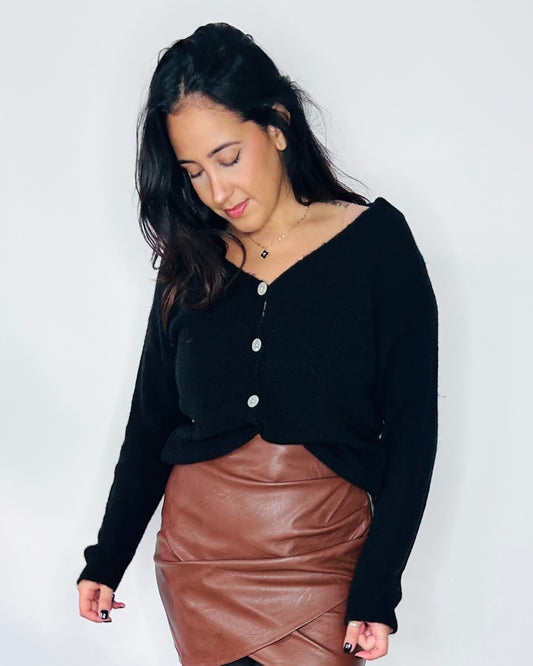 Gilet Douceur en Baby Alpaga - Noir Profond