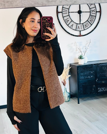 Gilet Sans Manches Structuré - Marron Caramel