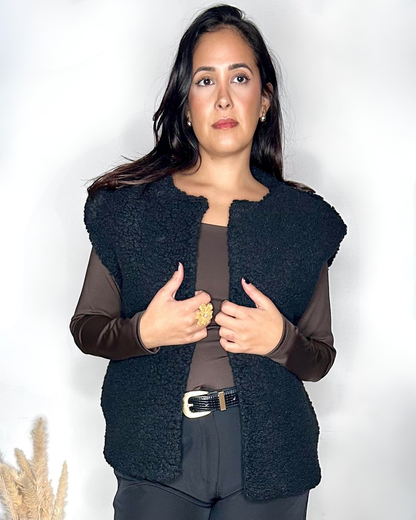 Gilet Sans Manches Teddy - Noir Intense