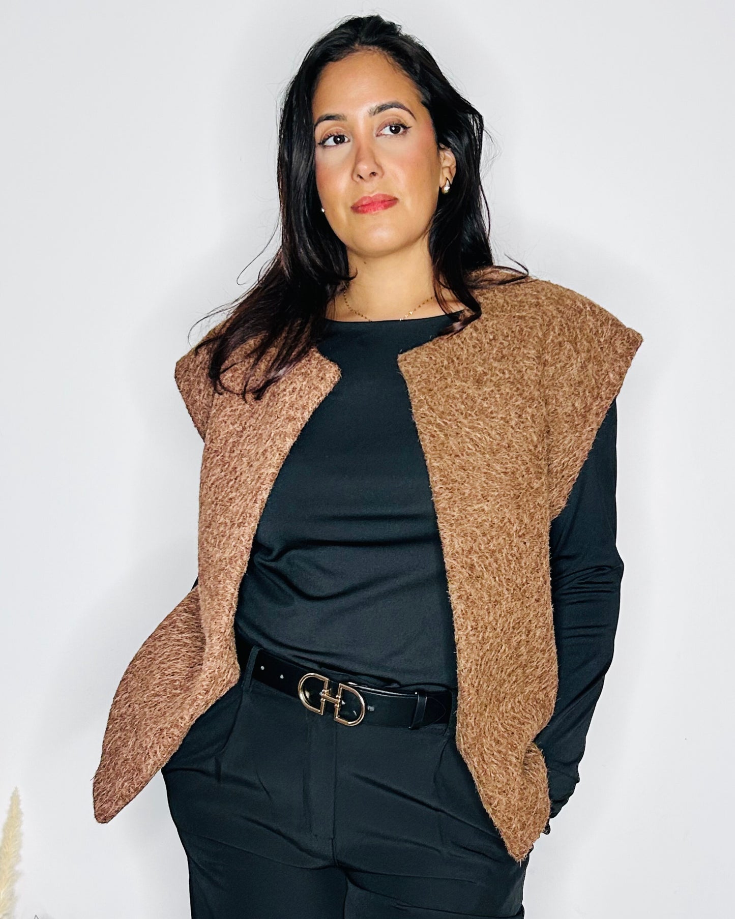 Gilet Sans Manches Structuré - Marron Caramel