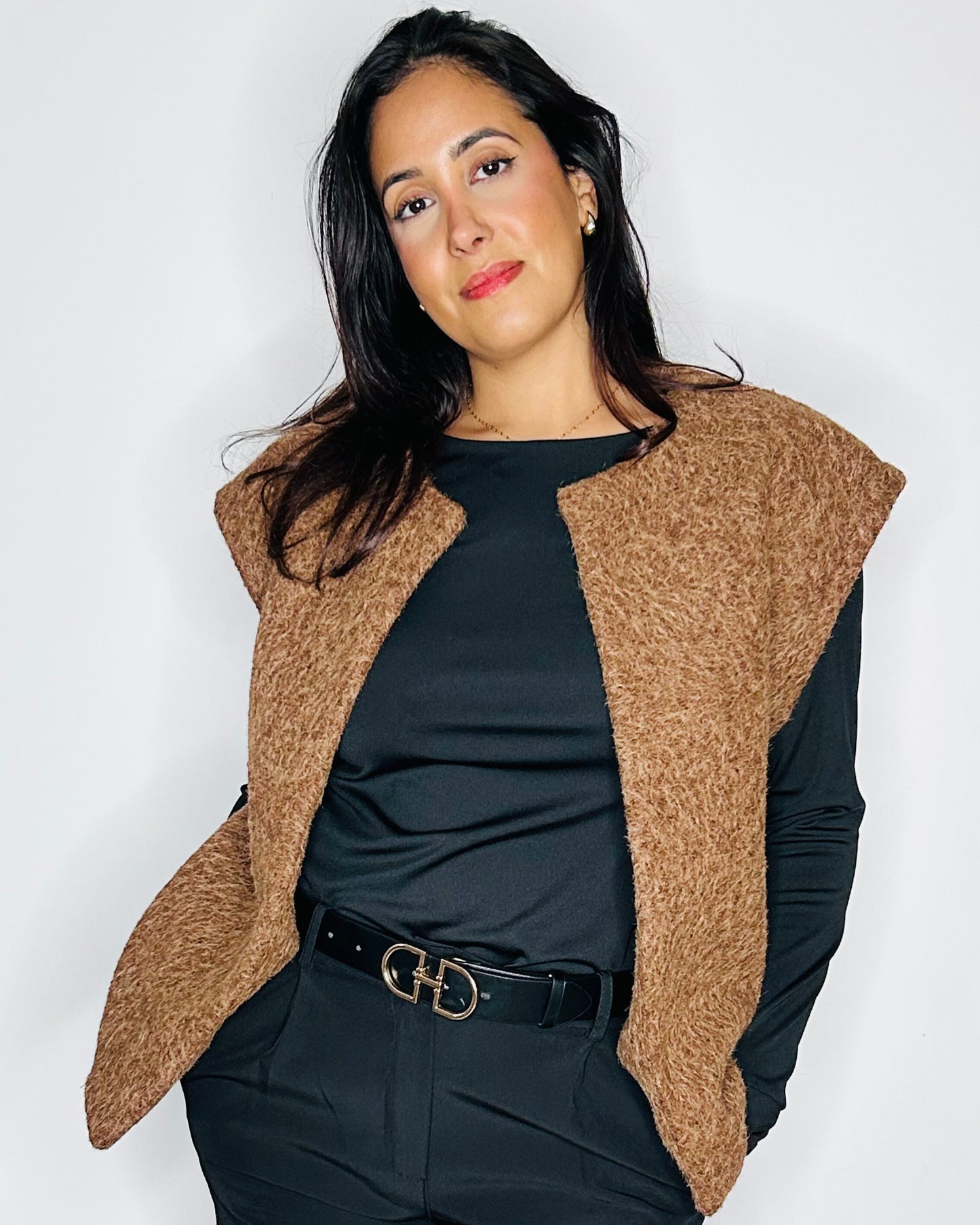 Gilet Sans Manches Structuré - Marron Caramel