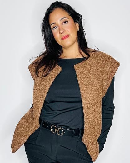 Gilet Sans Manches Structuré - Marron Caramel