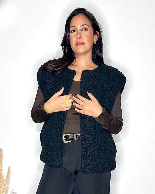 Gilet Sans Manches Teddy - Noir Intense