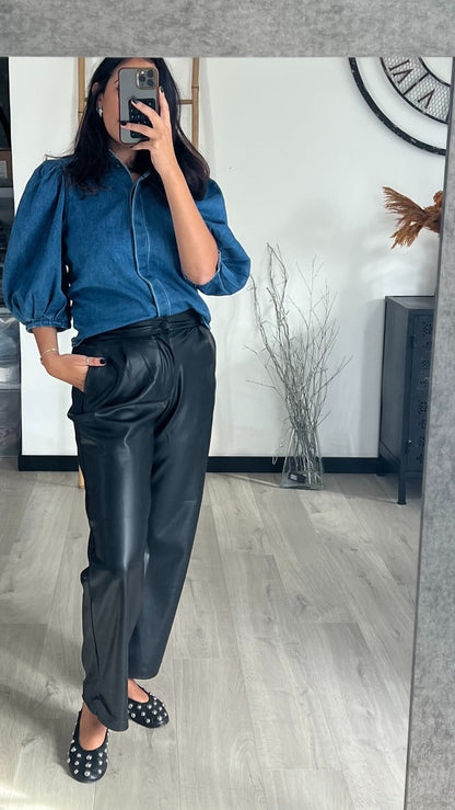 Pantalon droit en simili cuir