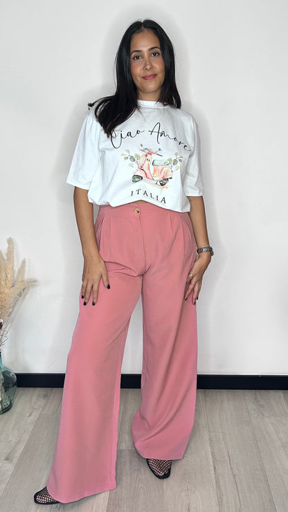 Pantalon tailleur blush