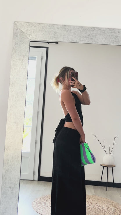 Robe Longue Dos Nu AMALIA – Noir