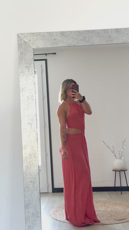 Robe Longue Dos Nu AMALIA – Rose Corail