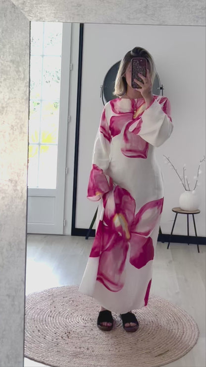 Robe longue fleurie LÉANA - Rose