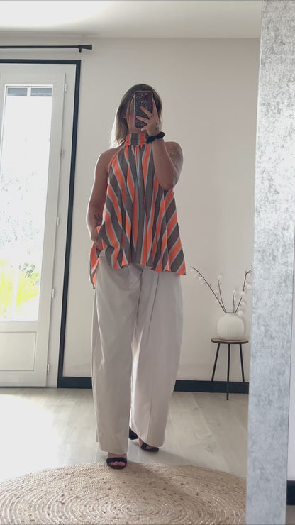 Top Dos Noué HAVA – Taupe & Orange