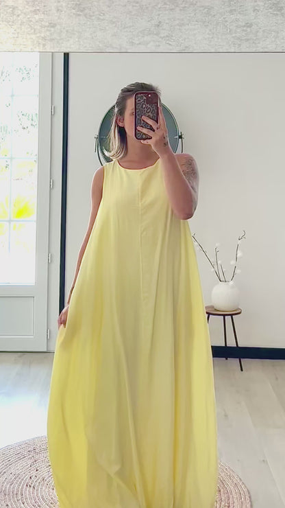 Robe Longue MONA – Jaune Pastel