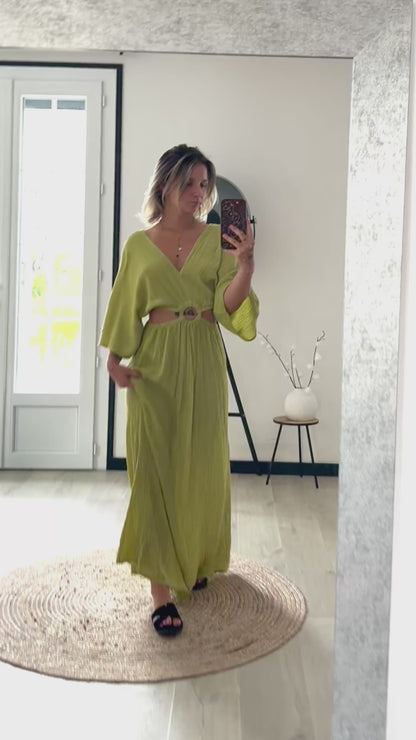 Robe Longue ÉLIA – Vert olive clair