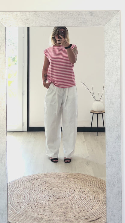 Top Marinière Épaulettes ELLA – Rose