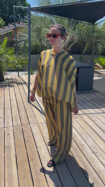 Ensemble Rayé MÉLINE – Kaki & Jaune