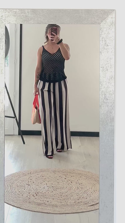 Pantalon Palazzo MAËLLE – Noir & Blanc