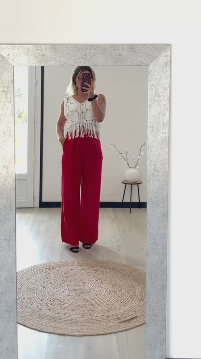 Pantalon Large Gaze de Coton DOLCE – Rouge
