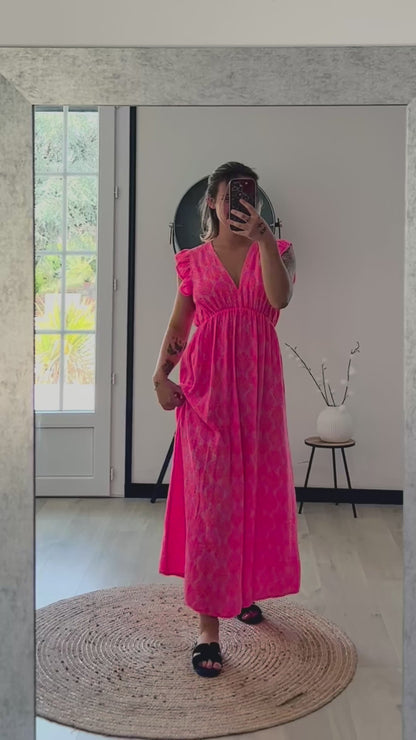 Robe Longue CAPUCINE – Rose Fuchsia