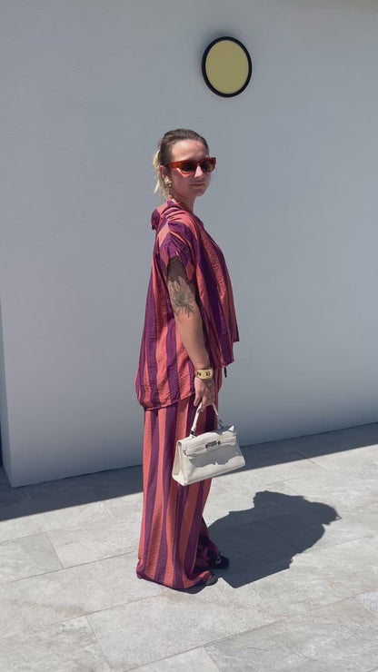 Ensemble Rayé MÉLINE – Terracotta et violet