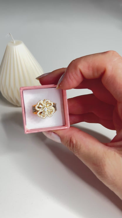 Bague Anti-Stress ESMÉE – Dorée Fleur Strass