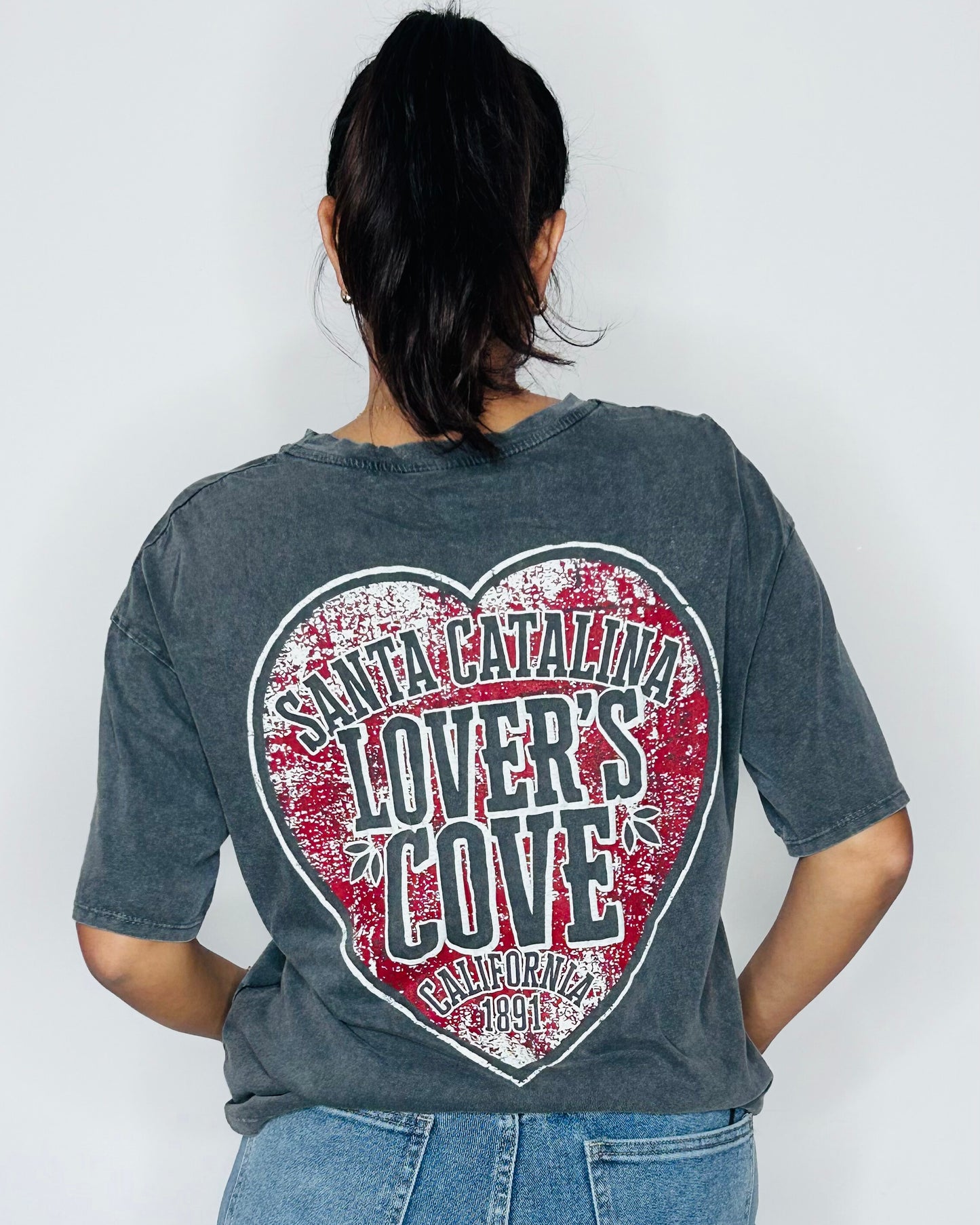 T-shirt Vintage "Lover's Cove" - Gris Anthracite