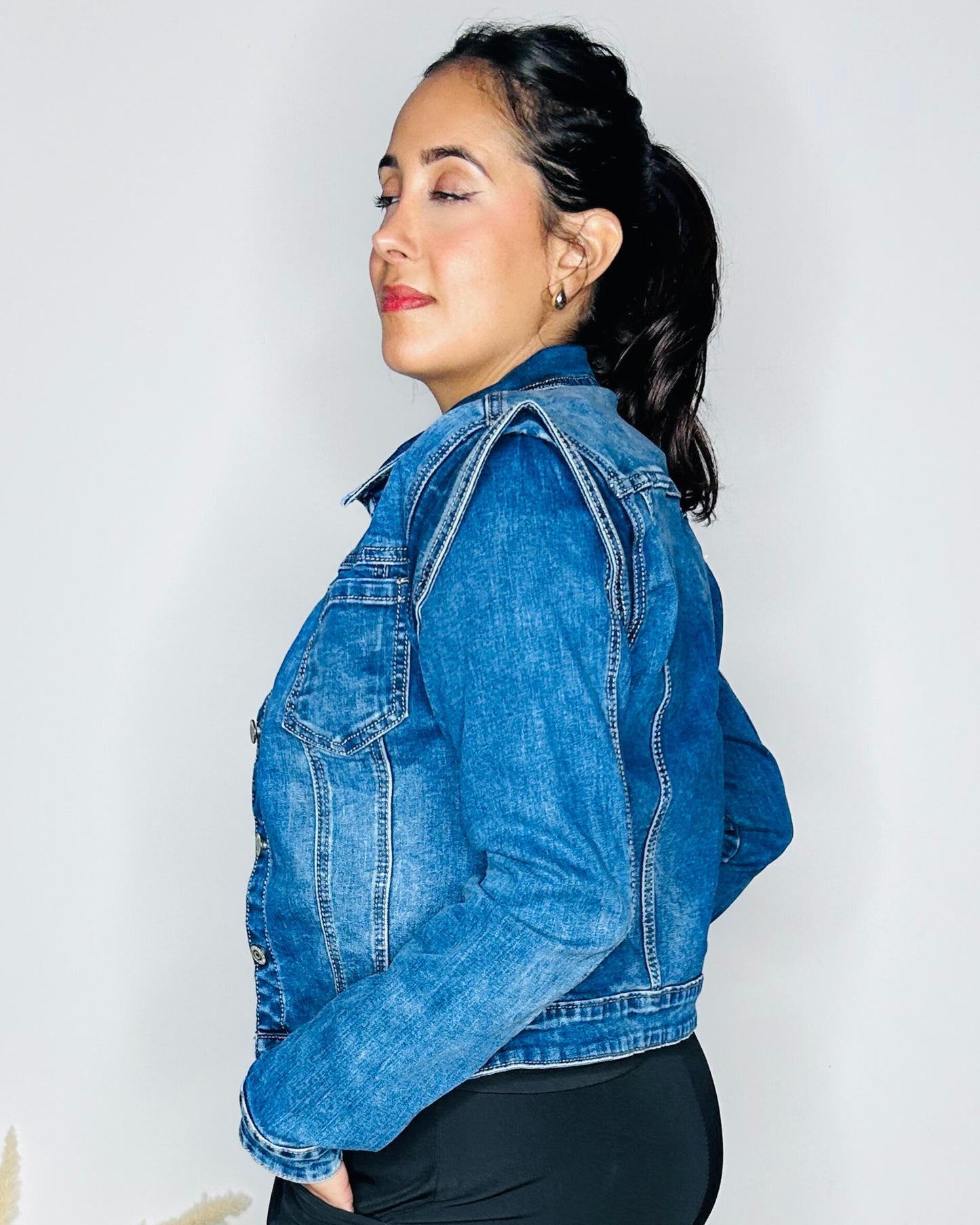 Veste en Jean à Volants - Bleu Denim